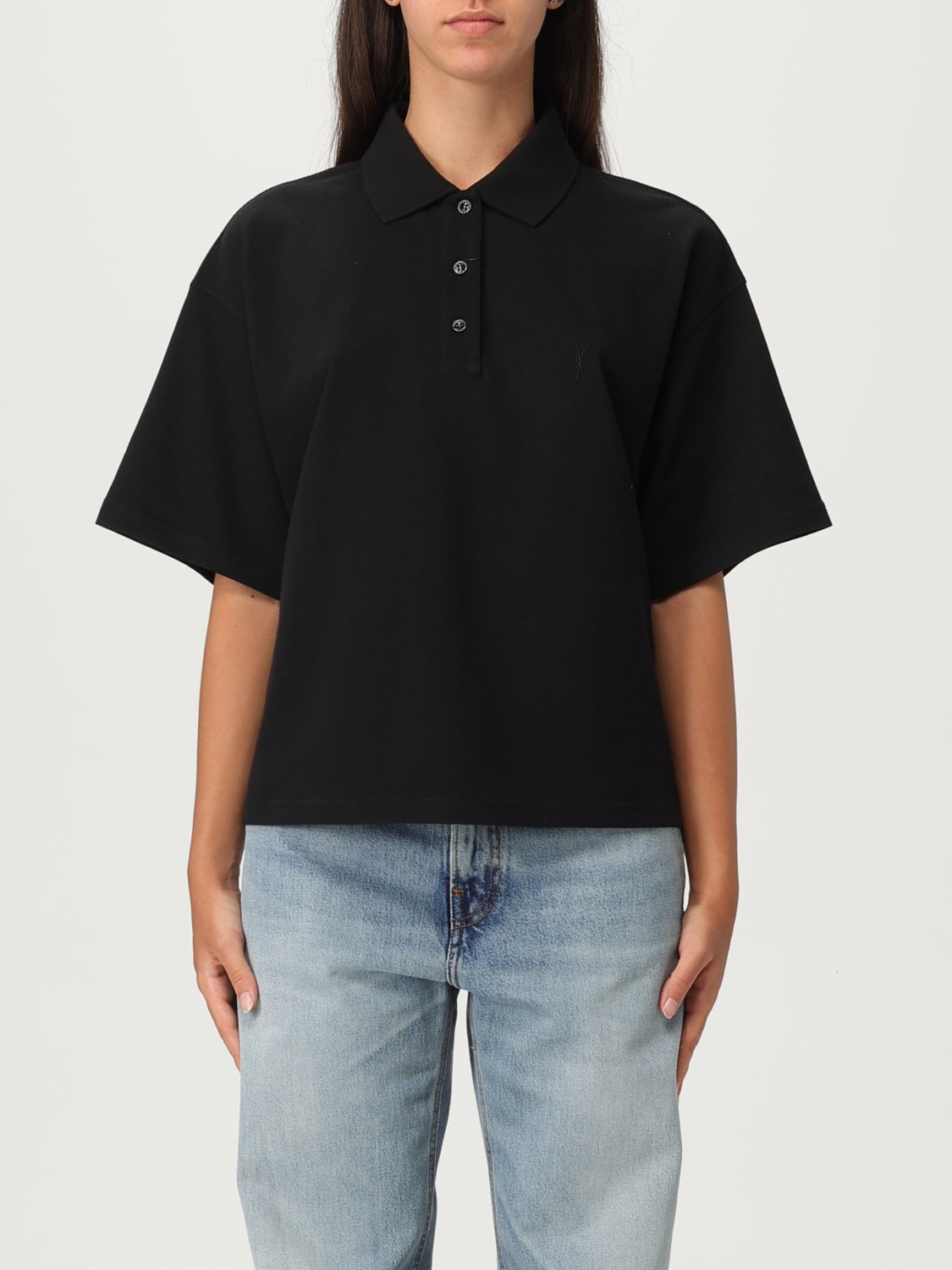 SAINT LAURENT POLO: Camiseta mujer Saint Laurent, Negro - Img 1