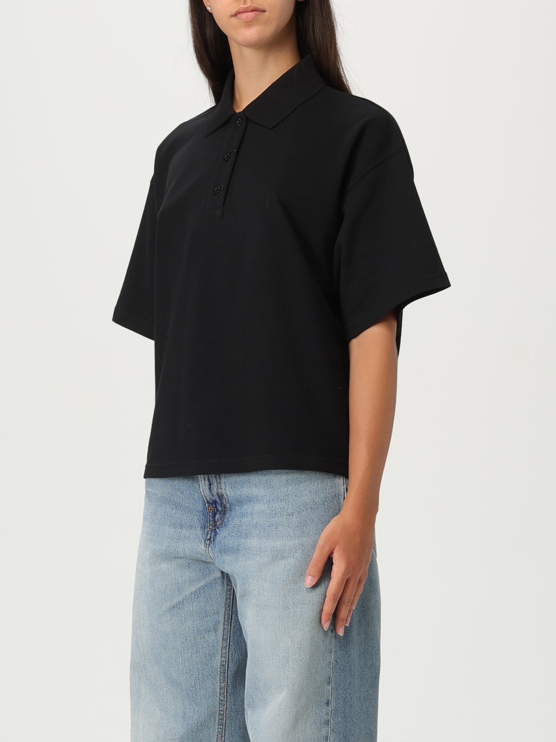 SAINT LAURENT POLO: Camiseta mujer Saint Laurent, Negro - Img 4