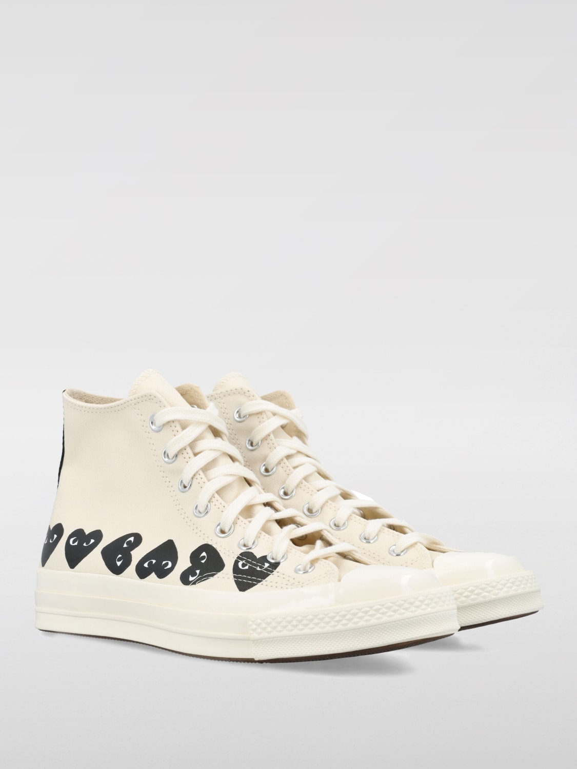 COMME DES GARÇONS PLAY X CONVERSE SNEAKERS: Sneakers Comme Des Garçons Play x Converse in canvas di cotone, Bianco - Img 2
