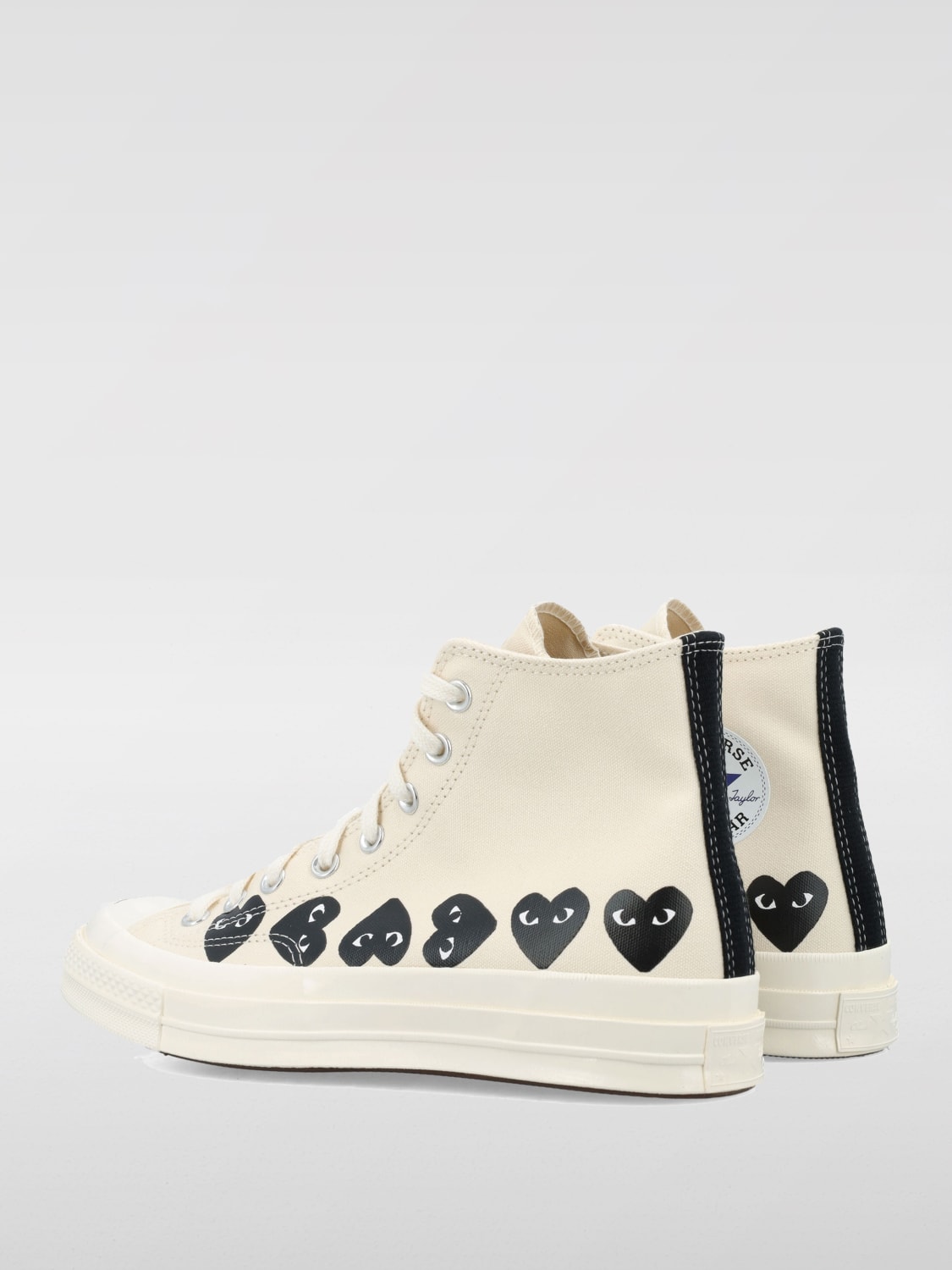 COMME DES GARÇONS PLAY X CONVERSE SNEAKERS: Sneakers Comme Des Garçons Play x Converse in canvas di cotone, Bianco - Img 3