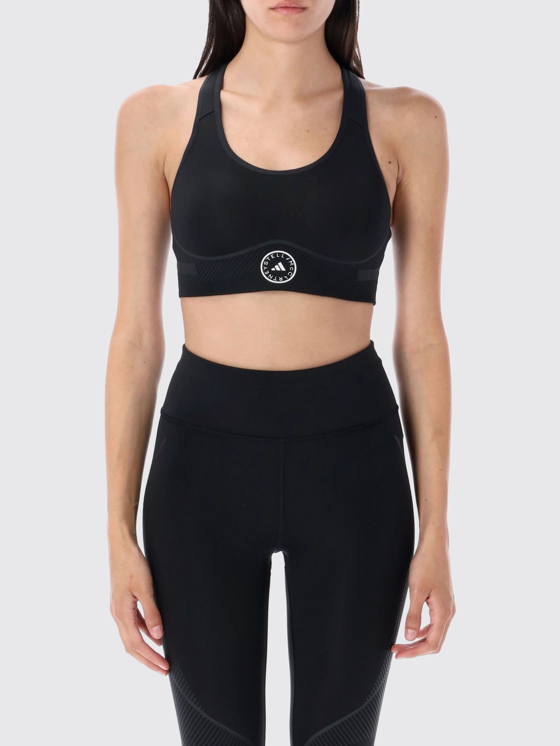 ADIDAS BY STELLA MCCARTNEY TOP: Top cropped Adidas by Stella McCarteny in tessuto stretch , Nero - Img 1