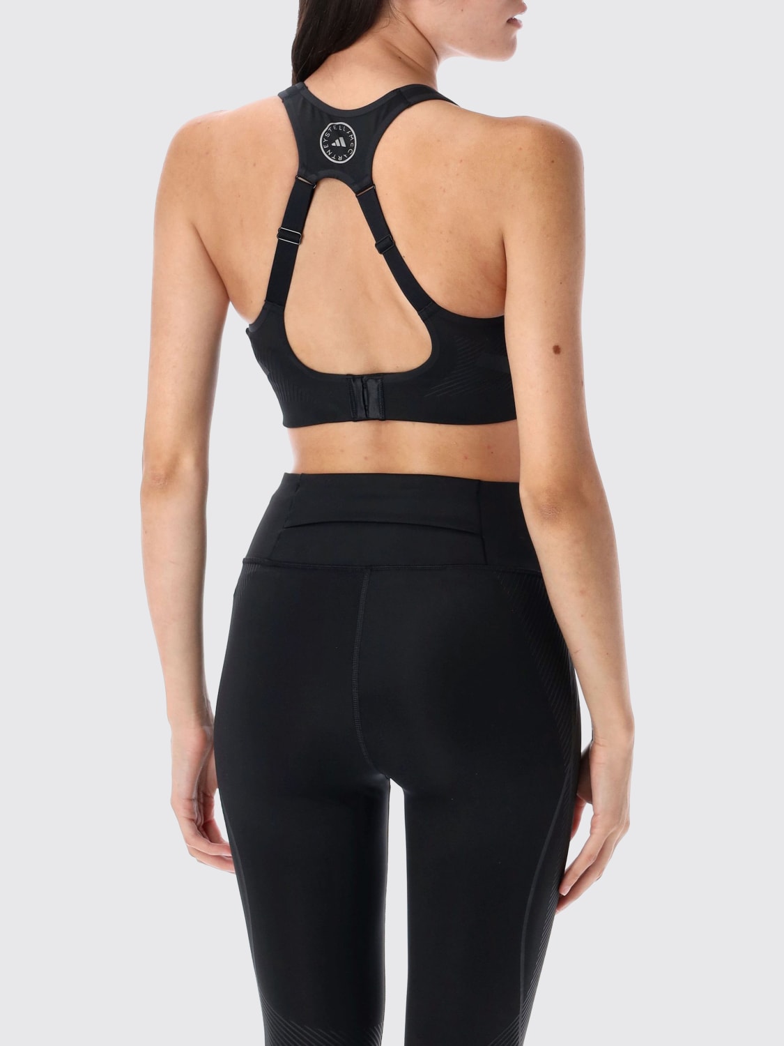 ADIDAS BY STELLA MCCARTNEY TOP: Top cropped Adidas by Stella McCarteny in tessuto stretch , Nero - Img 2