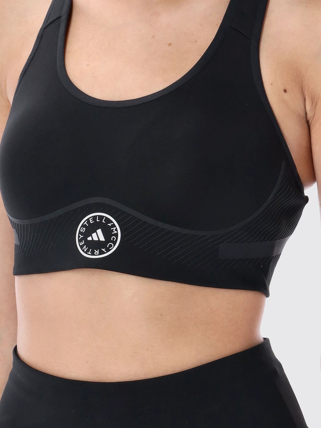 ADIDAS BY STELLA MCCARTNEY TOP: Top cropped Adidas by Stella McCarteny in tessuto stretch , Nero - Img 3