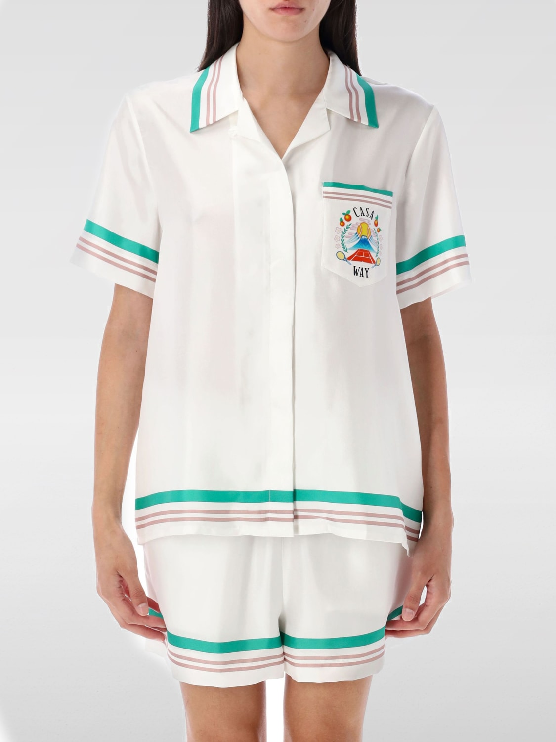 CASABLANCA CAMICIA: Camicia in seta stampata Casablanca, Bianco - Img 1