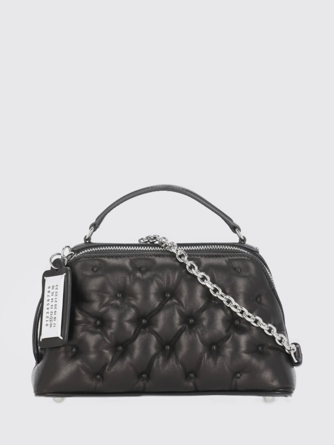 MAISON MARGIELA BORSA MINI: Borsa Glam Slam Trapezoid Bag Maison Margiela in nappa capitonnè, Nero - Img 1