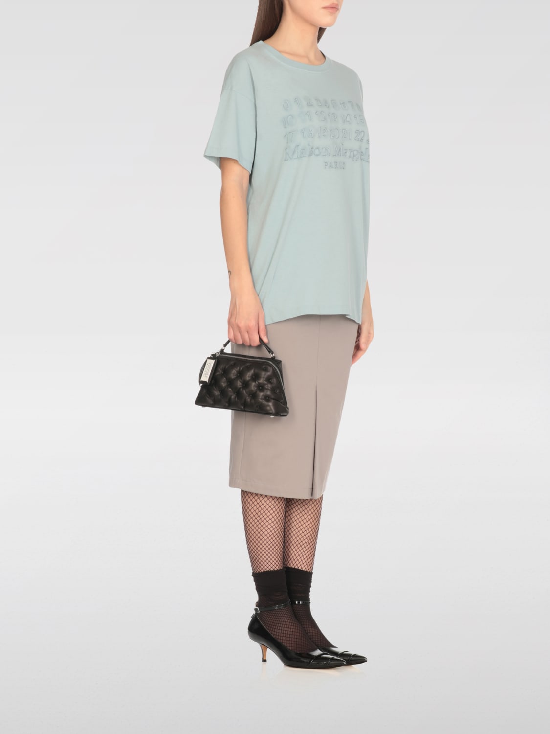 MAISON MARGIELA BORSA MINI: Borsa Glam Slam Trapezoid Bag Maison Margiela in nappa capitonnè, Nero - Img 2