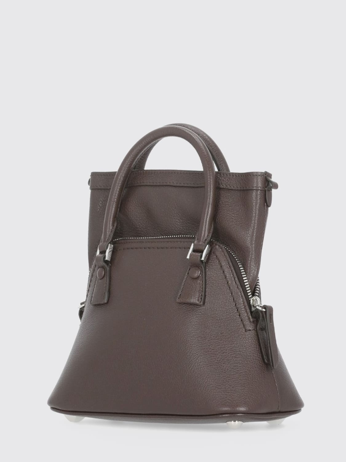 MAISON MARGIELA BORSA MINI: Borsa 5AC Maison Margiela in pelle a grana e canvas , Marrone - Img 2