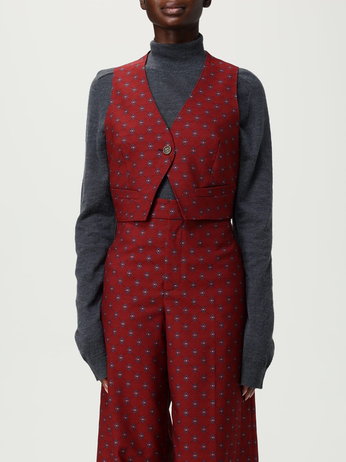 ETRO WAISTCOAT: Blazer woman Etro, Burgundy - Img 1