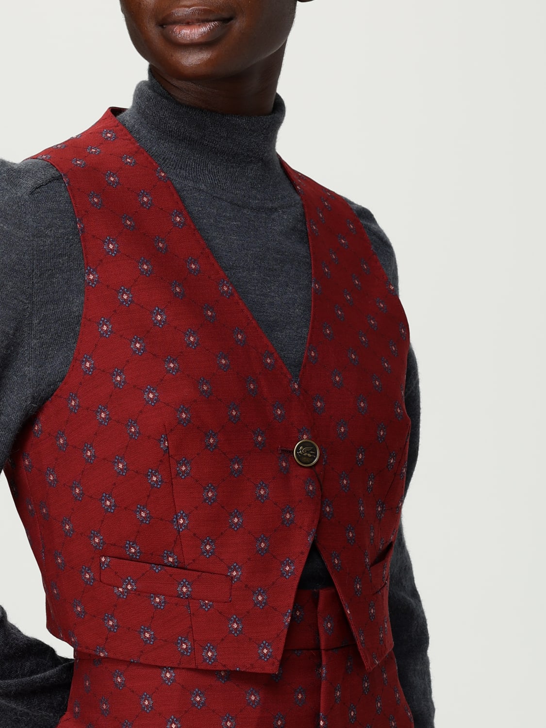 ETRO WAISTCOAT: Blazer woman Etro, Burgundy - Img 5