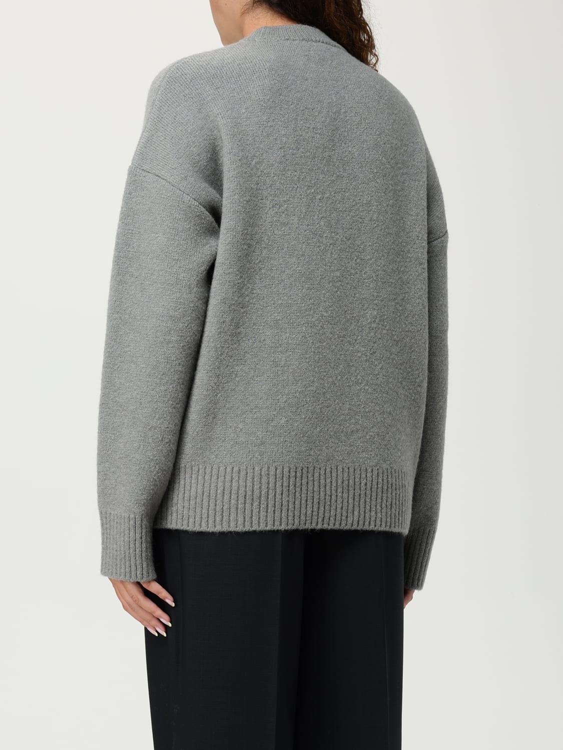 AMI PARIS MAGLIA: Maglione a girocollo con logo Ami Paris, Ecru - Img 3