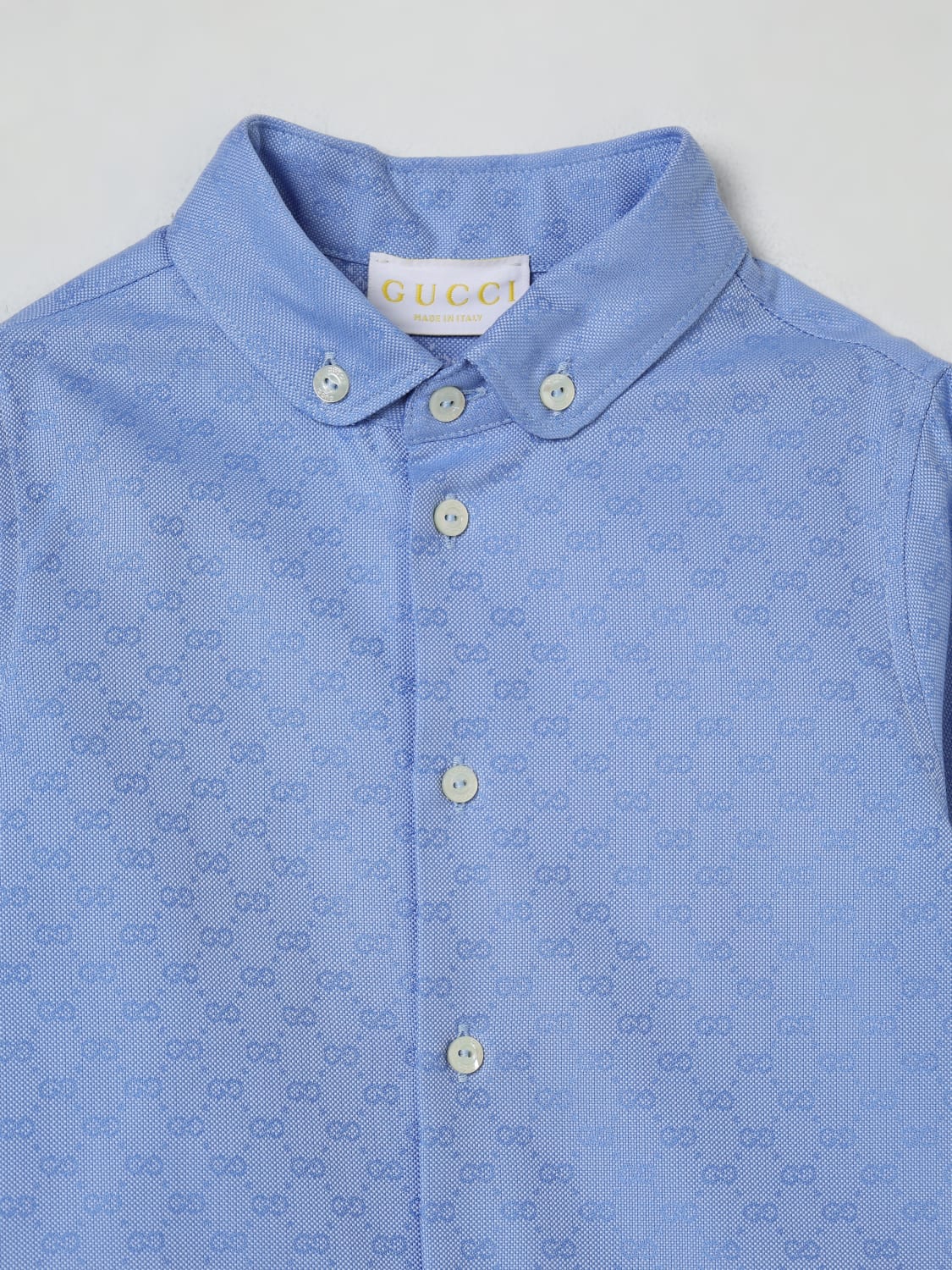 GUCCI CAMISA: Camisa niños Gucci, Azul Claro - Img 3
