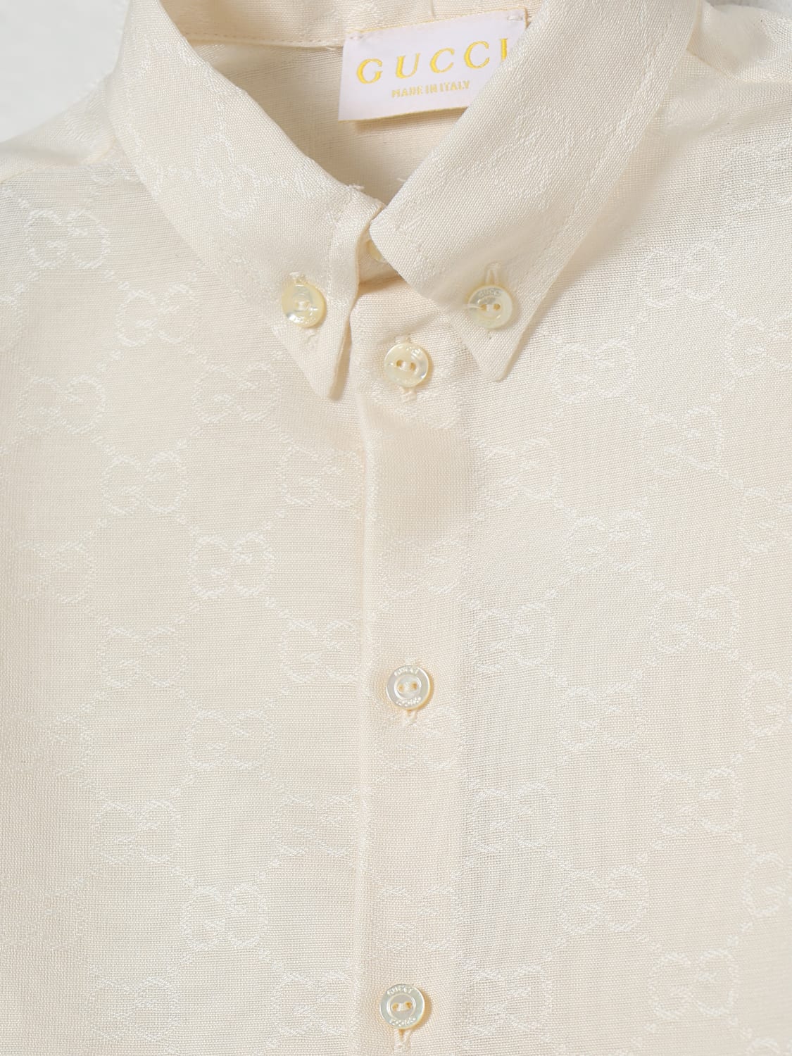 GUCCI CAMICIA: Camicia Gucci in cotone con monogram , Bianco - Img 3