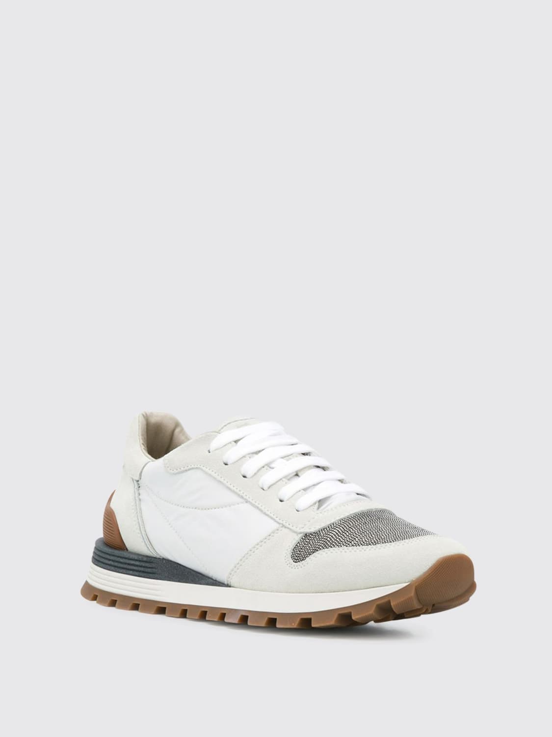 BRUNELLO CUCINELLI SNEAKERS: Sneakers Brunello Cucinelli in camoscio e nylon con monile , Bianco - Img 2