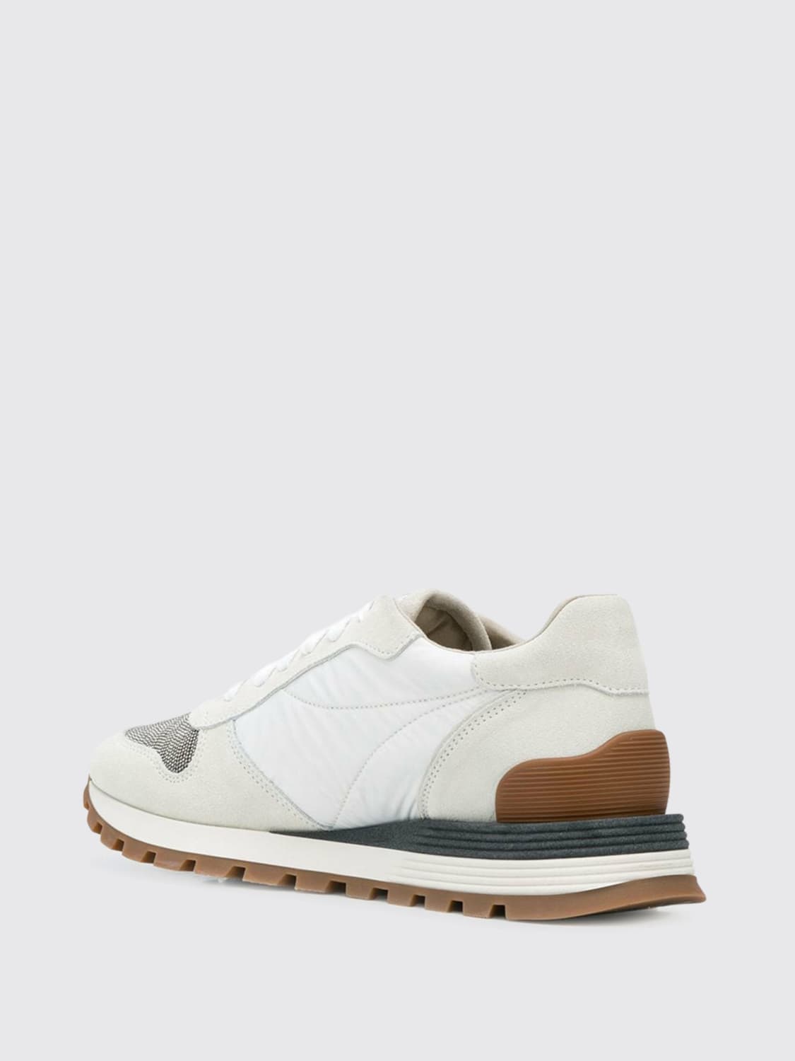 BRUNELLO CUCINELLI SNEAKERS: Sneakers Brunello Cucinelli in camoscio e nylon con monile , Bianco - Img 3