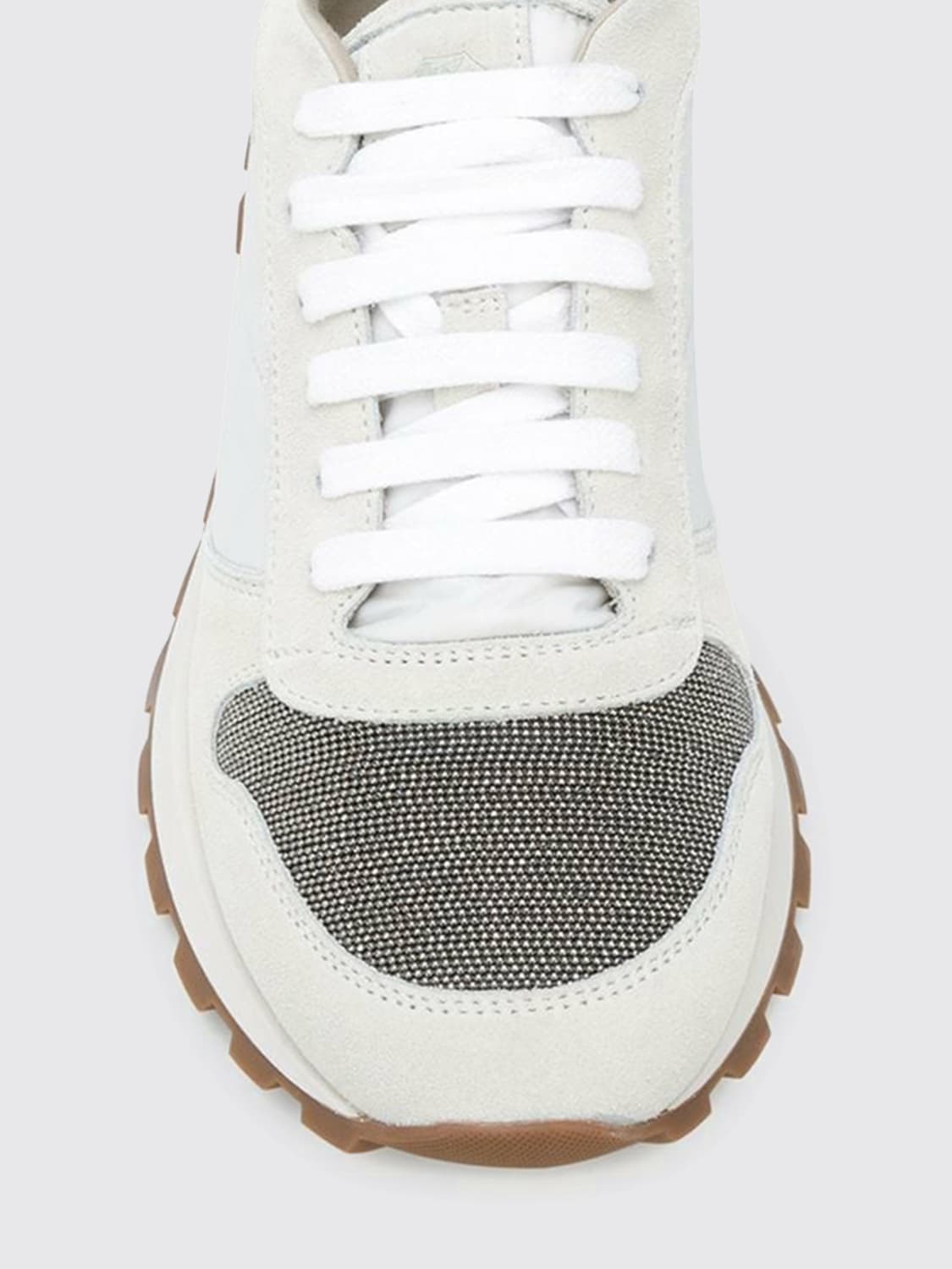 BRUNELLO CUCINELLI SNEAKERS: Sneakers Brunello Cucinelli in camoscio e nylon con monile , Bianco - Img 4