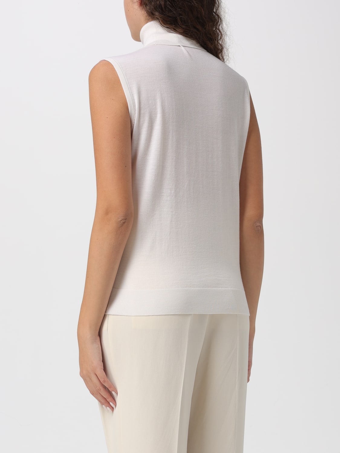 EMPORIO ARMANI TOP: Top con strass Emporio Armani in lana vergine, Bianco - Img 2