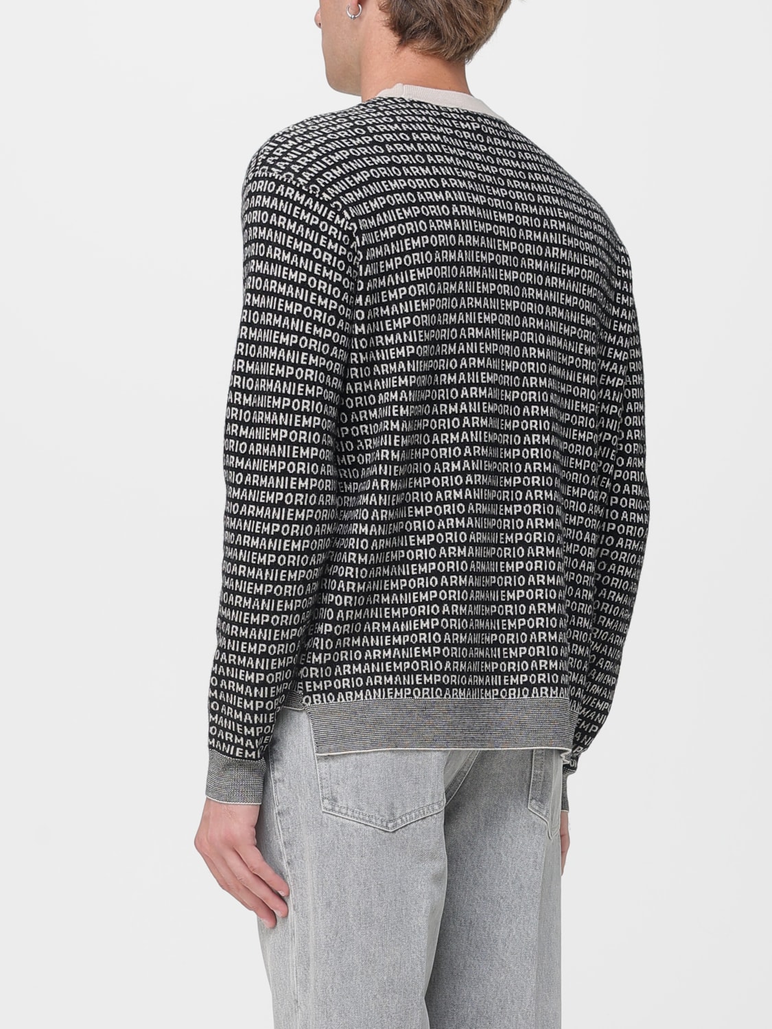 EMPORIO ARMANI MAGLIA: Maglia a girocollo logata Emporio Armani, Nero - Img 2