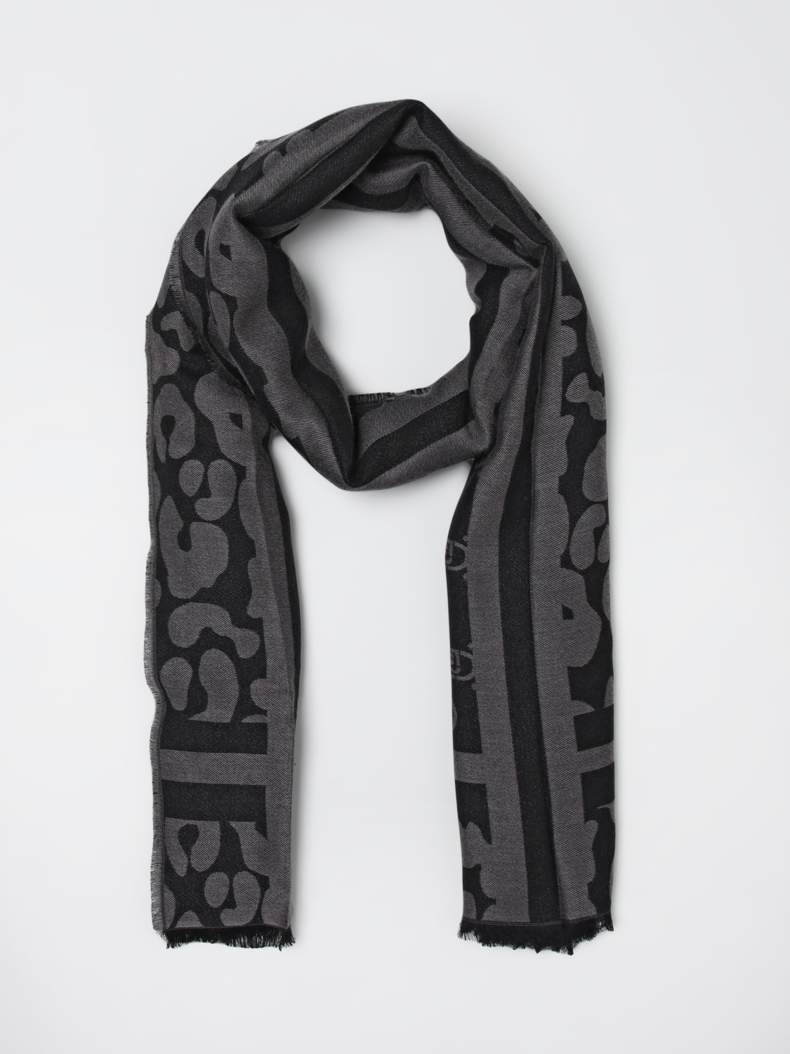 LIU JO SCIARPA: Sciarpa Liu Jo in viscosa con logo jacquard , Nero - Img 2