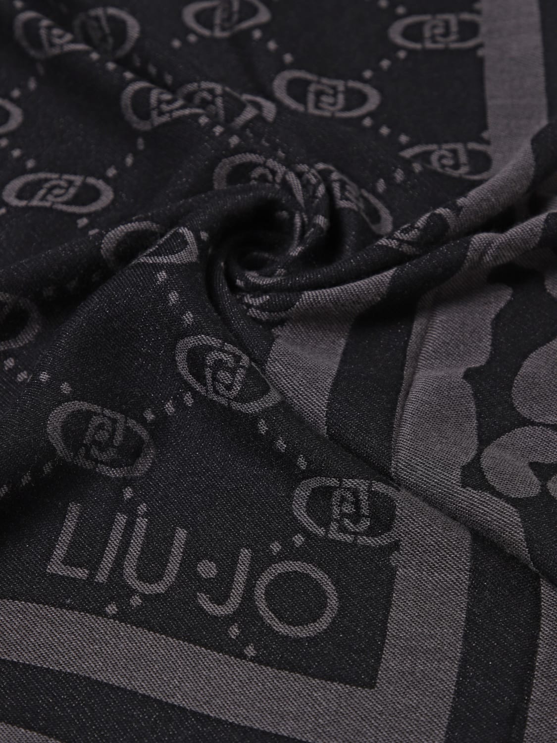 LIU JO SCIARPA: Sciarpa Liu Jo in viscosa con logo jacquard , Nero - Img 3