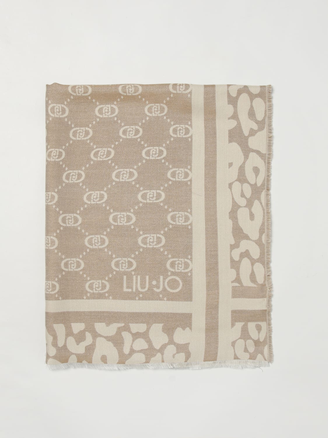 LIU JO SCIARPA: Sciarpa Liu Jo in viscosa con logo jacquard , Beige - Img 1