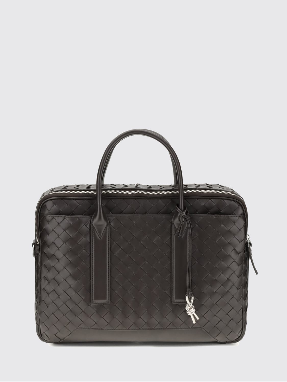 BOTTEGA VENETA BORSA: Borsa Business Getaway Bottega Veneta in pelle intrecciata, Silver - Img 1
