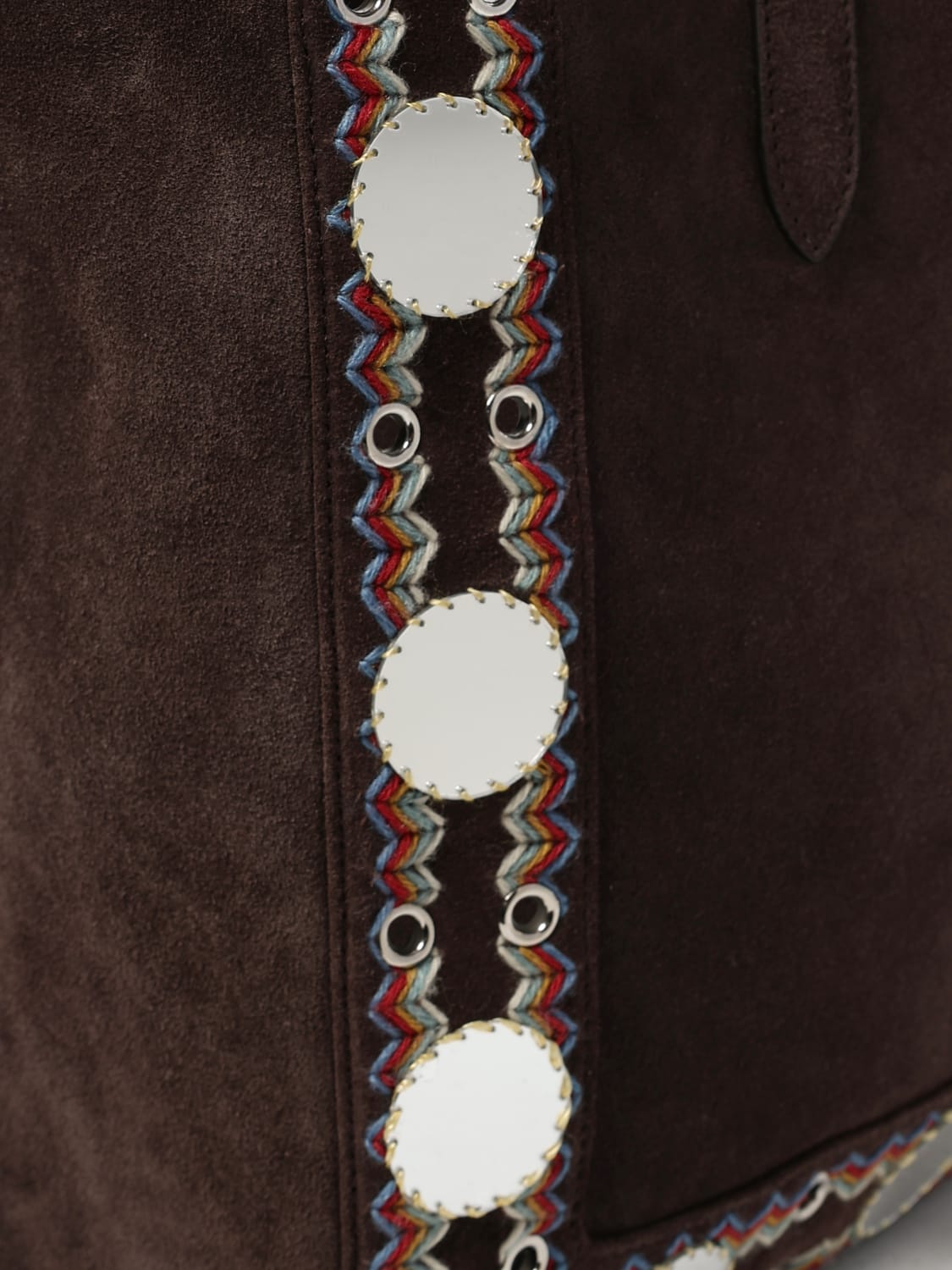 VALENTINO GARAVANI BORSA A TRACOLLA: Borsa Valentino Garavani in camoscio con ricami e paillettes specchiate , Moro - Img 4