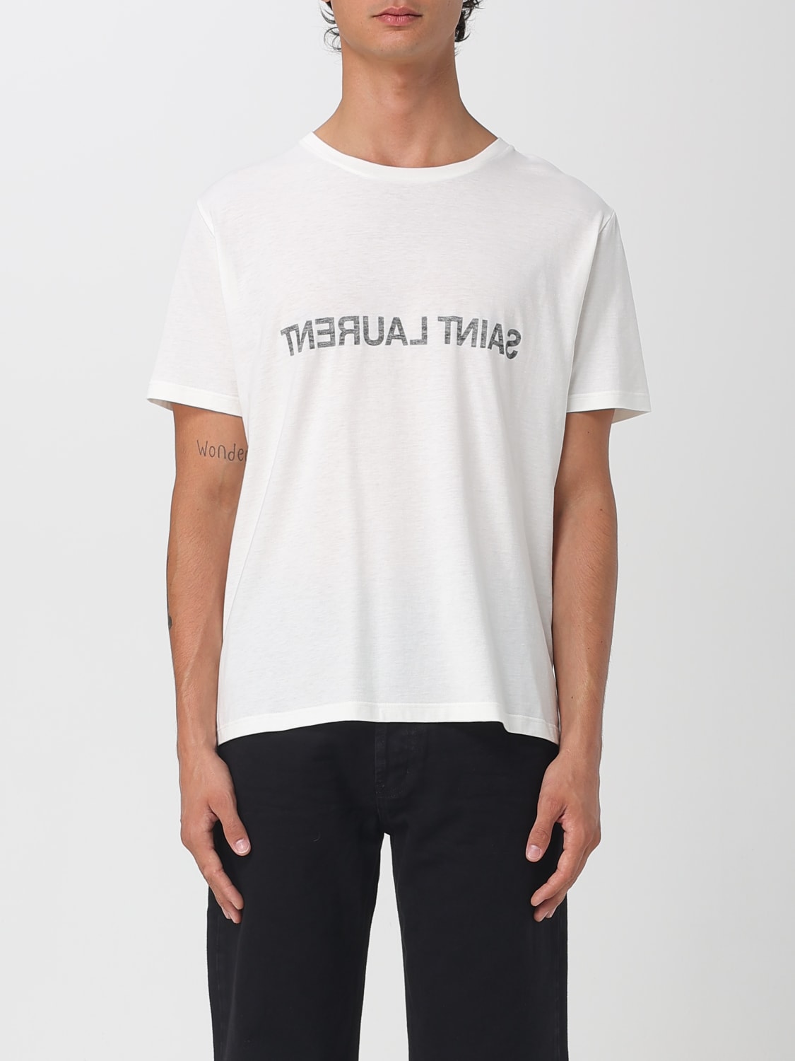 SAINT LAURENT T-SHIRT: T-shirt homme Saint Laurent, Naturel - Img 1