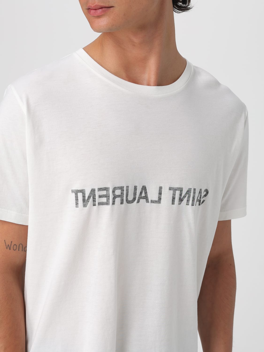 SAINT LAURENT T-SHIRT: T-shirt homme Saint Laurent, Naturel - Img 5