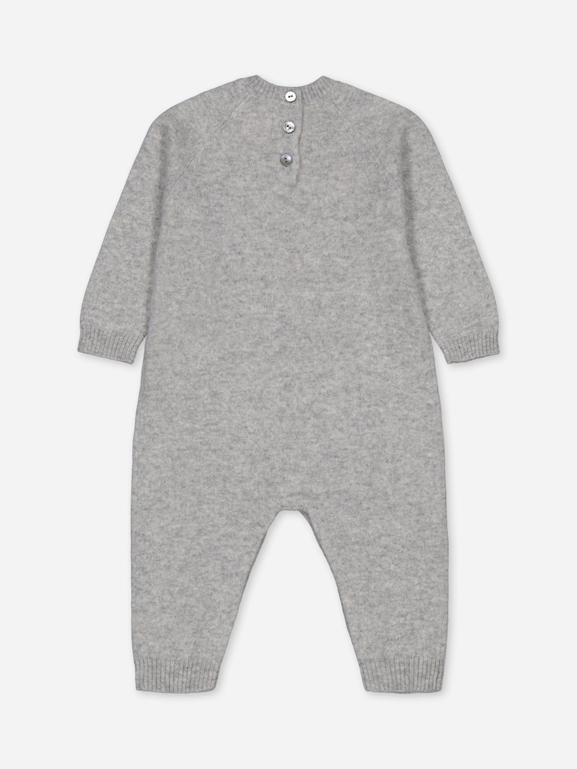 BOBBIN & TRICOT TRACKSUIT: Bobbin & Tricot baby cashmere romper, Grey - Img 2