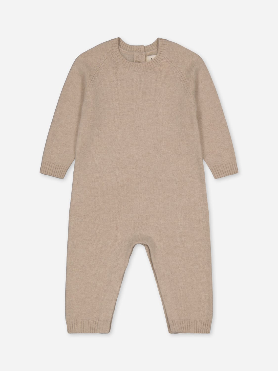BOBBIN & TRICOT TRACKSUIT: Bobbin & Tricot baby cashmere romper, Beige - Img 1