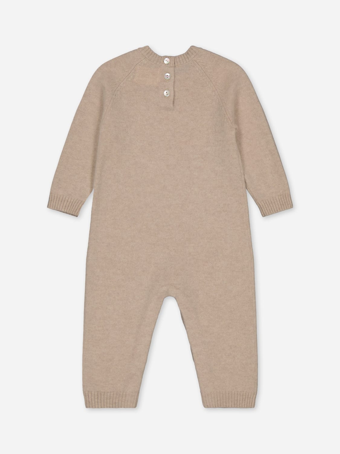 BOBBIN & TRICOT TRACKSUIT: Bobbin & Tricot baby cashmere romper, Beige - Img 2