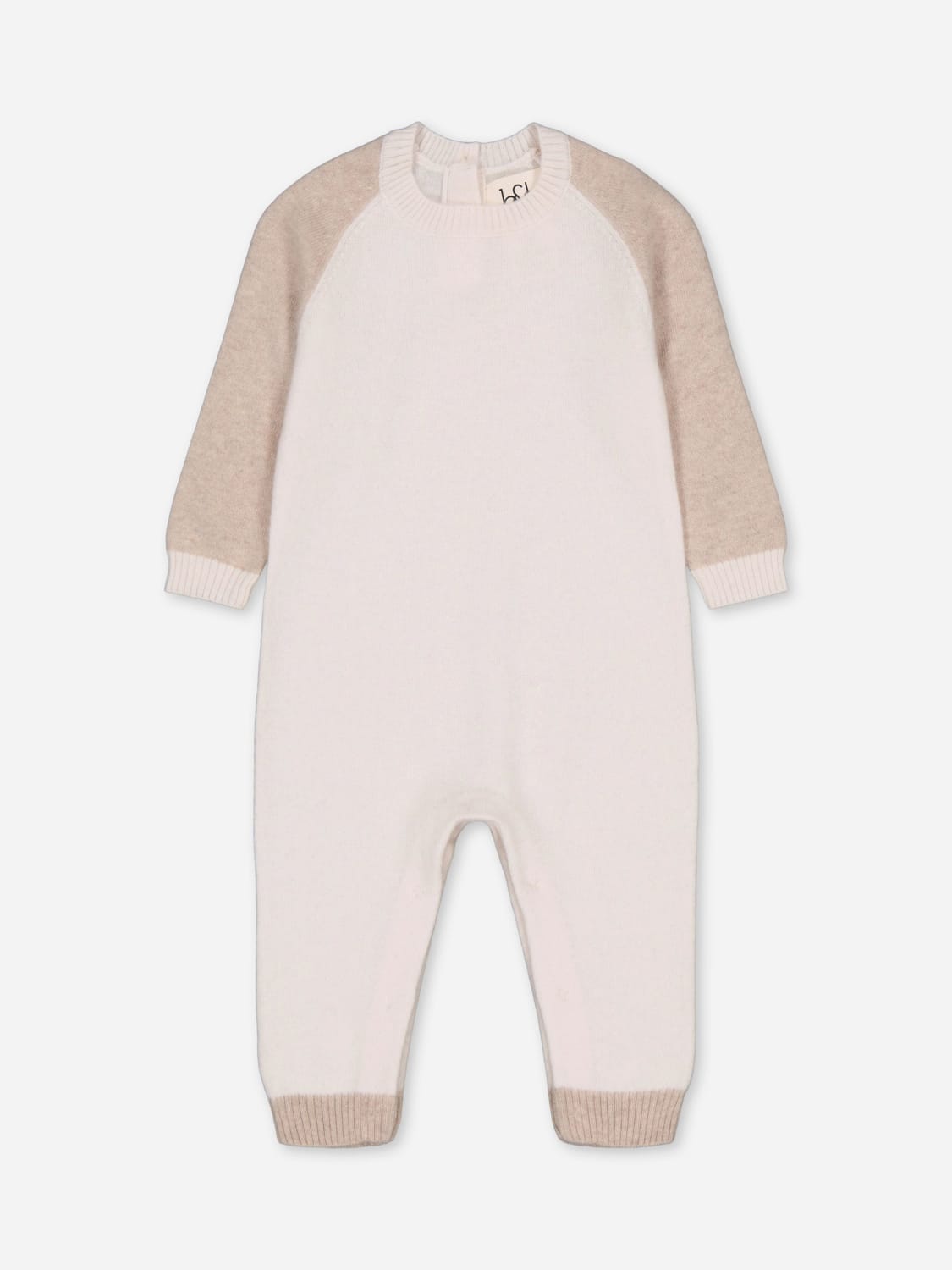 BOBBIN & TRICOT TRACKSUIT: Bobbin & Tricot baby cashmere romper, Ivory - Img 1