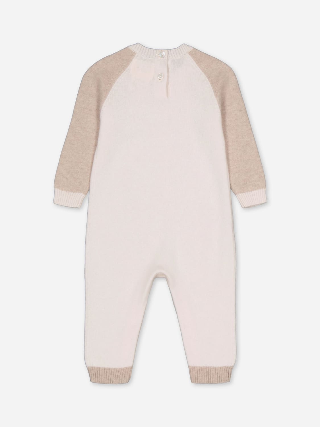 BOBBIN & TRICOT TRACKSUIT: Bobbin & Tricot baby cashmere romper, Ivory - Img 2