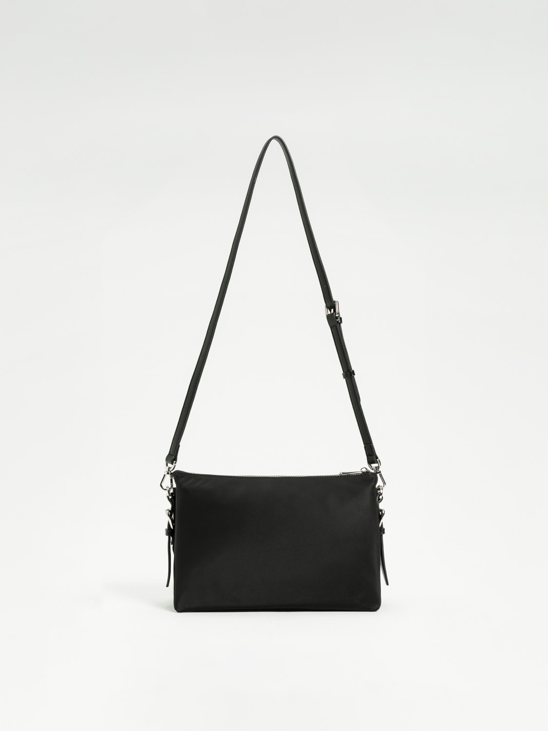 TWINSET BORSA A TRACOLLA: Borsa a tracolla in tessuto tecnico con logo Twinset, Nero - Img 2