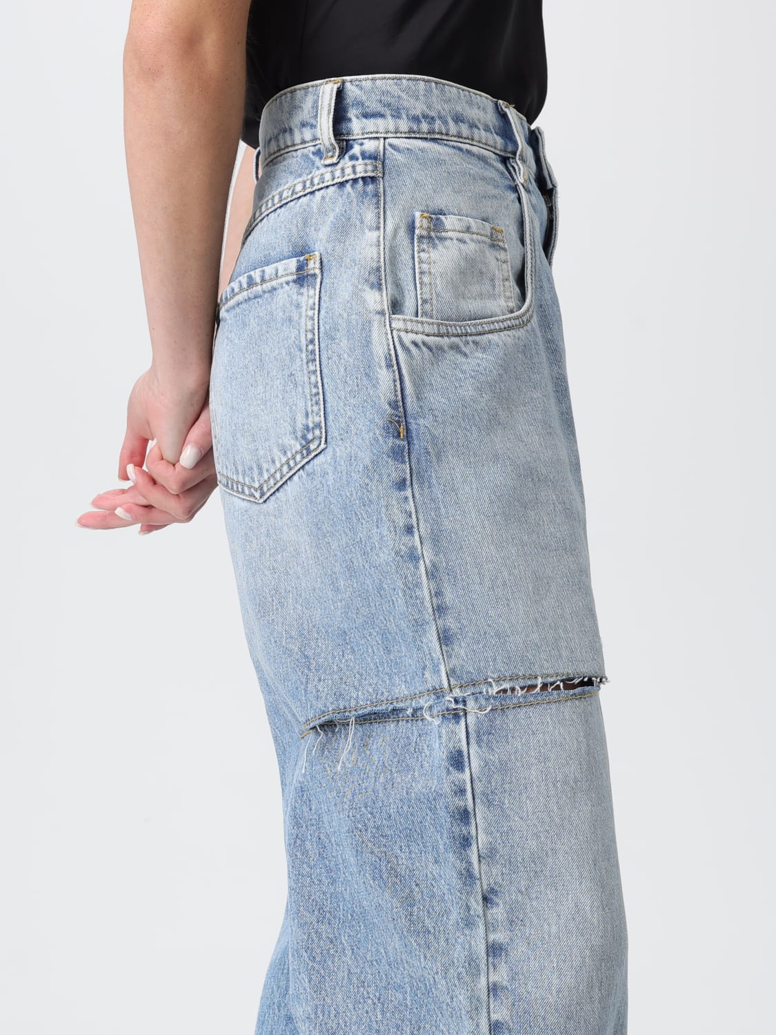 MAISON MARGIELA JEANS: Jeans cut-out Maison Margiela in denim , Azzurro - Img 4