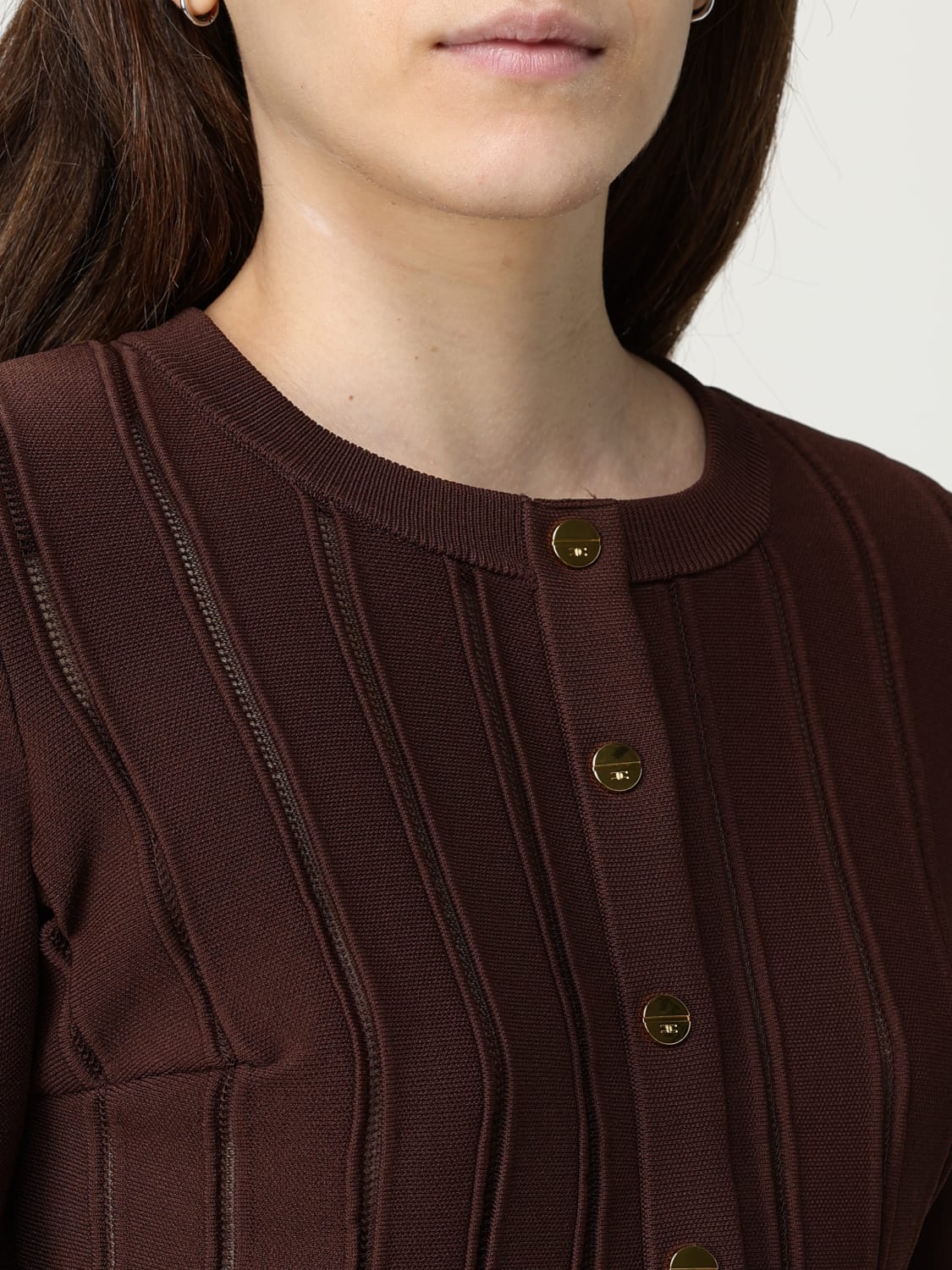 ELISABETTA FRANCHI SWEATER: Cardigan woman Elisabetta Franchi, Brown - Img 3