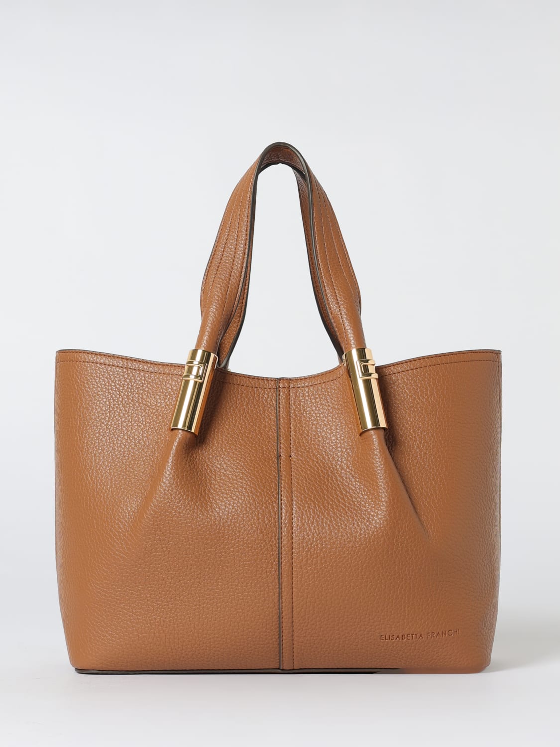 ELISABETTA FRANCHI BORSA A SPALLA: Borsa Elisabetta Franchi in pelle sintetica a grana, Marrone - Img 1