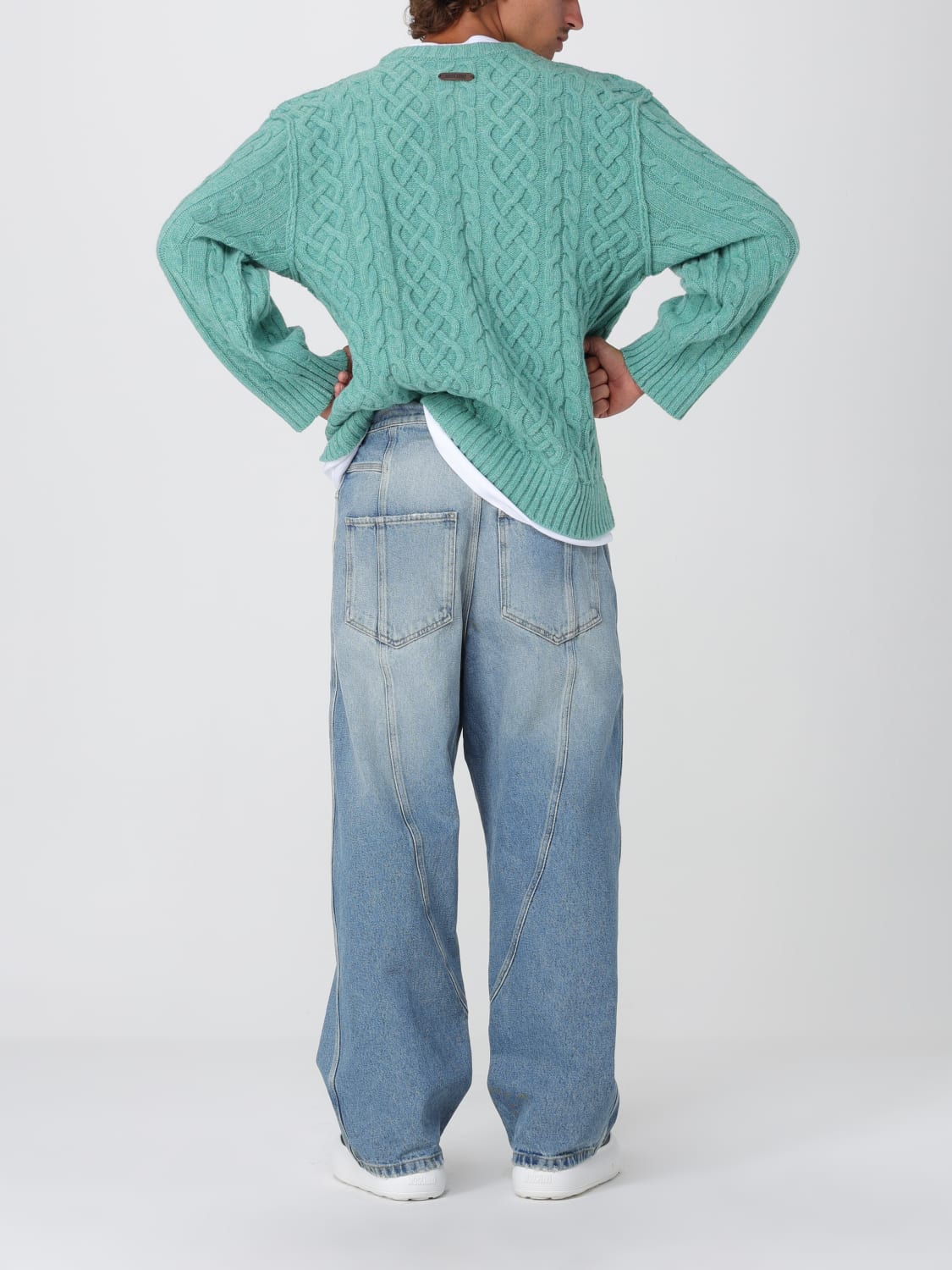 MOSCHINO COUTURE PULL: Pull homme Moschino Couture, Vert Mousse - Img 2