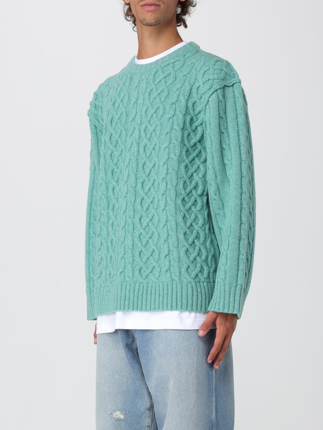 MOSCHINO COUTURE PULL: Pull homme Moschino Couture, Vert Mousse - Img 4