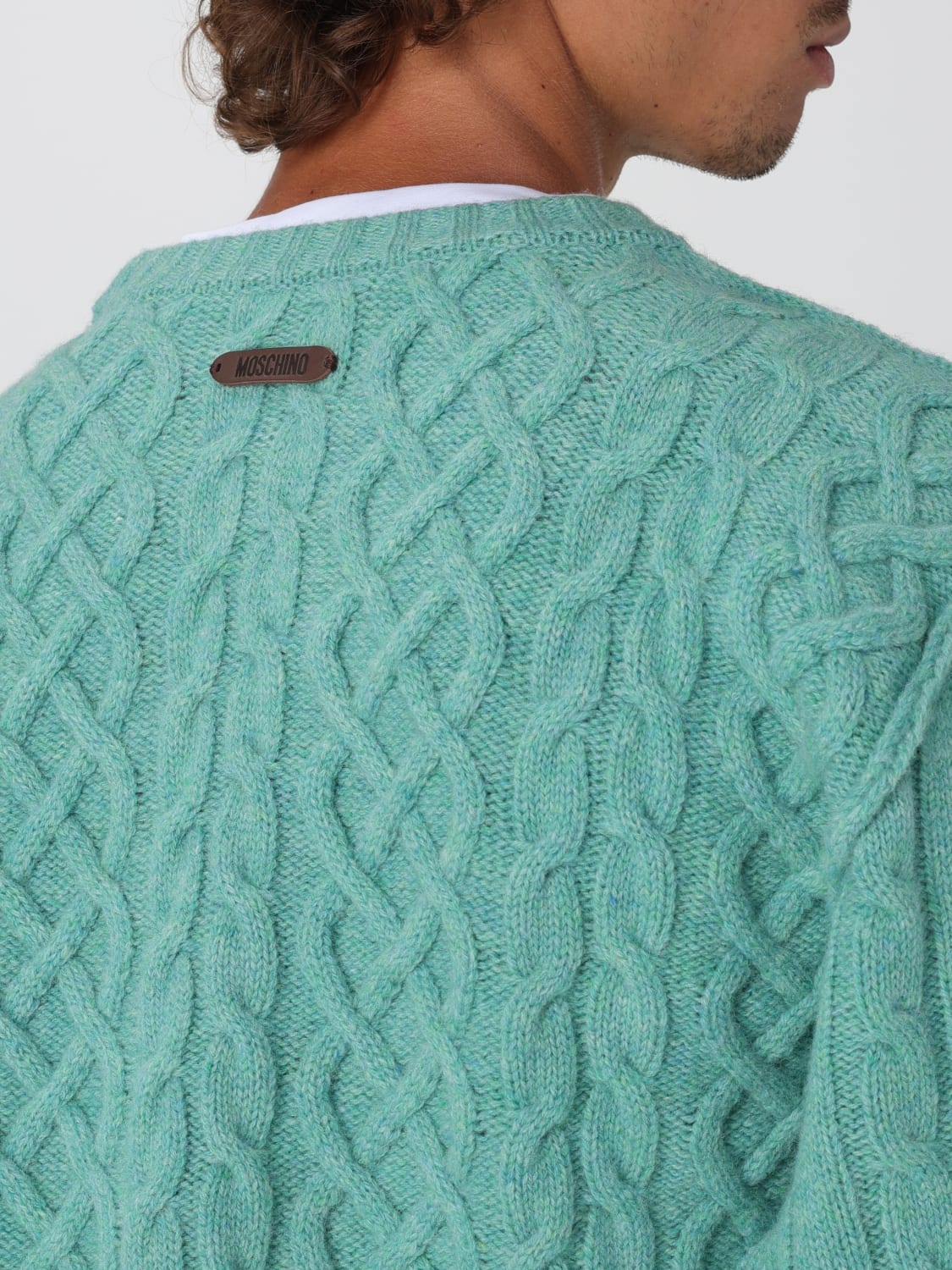 MOSCHINO COUTURE PULL: Pull homme Moschino Couture, Vert Mousse - Img 5