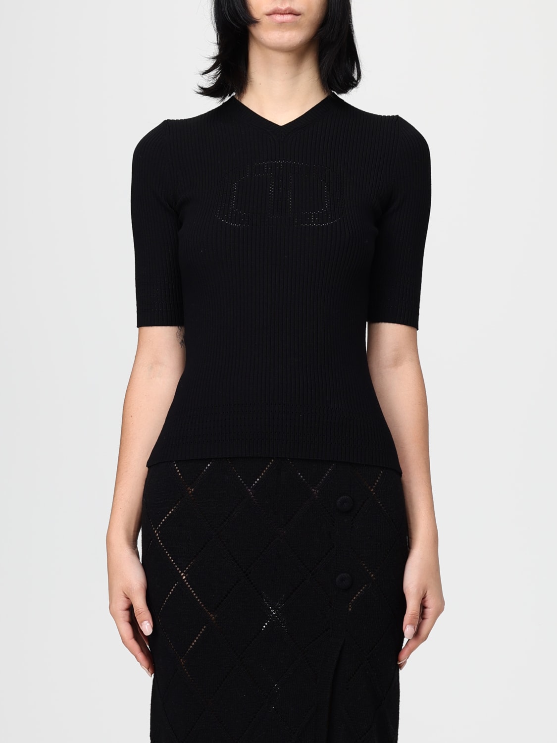 TWINSET TOP: Top in maglia Twinset , Nero - Img 1