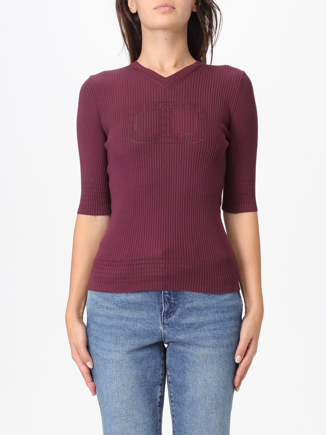 TWINSET TOP: Top in maglia Twinset , Vino - Img 1