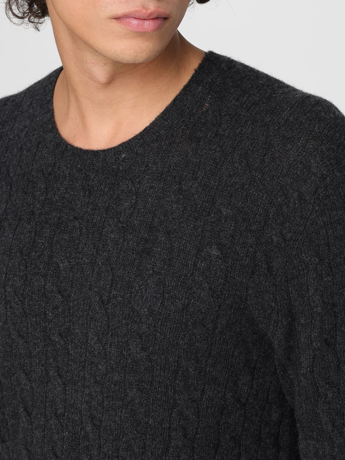 POLO RALPH LAUREN MAGLIA: Maglione Polo Ralph Lauren in lana e cashmere tricot, Grigio - Img 3