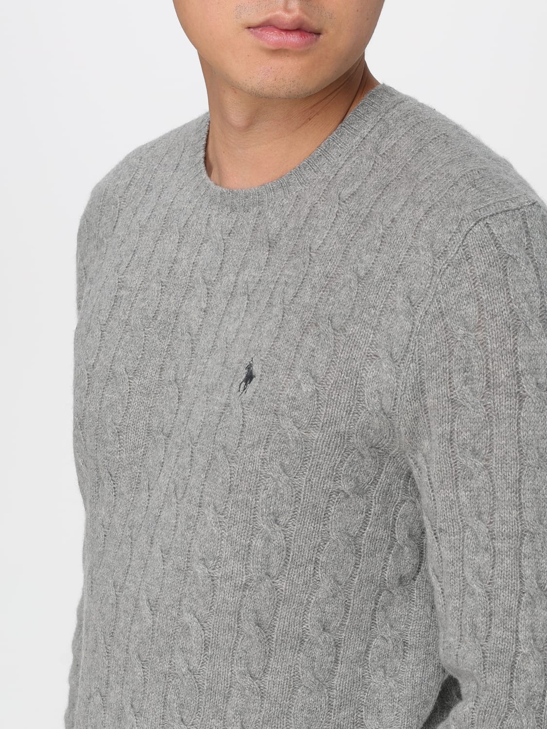 POLO RALPH LAUREN MAGLIA: Maglione Polo Ralph Lauren in lana e cashmere tricot, Grigio 1 - Img 3
