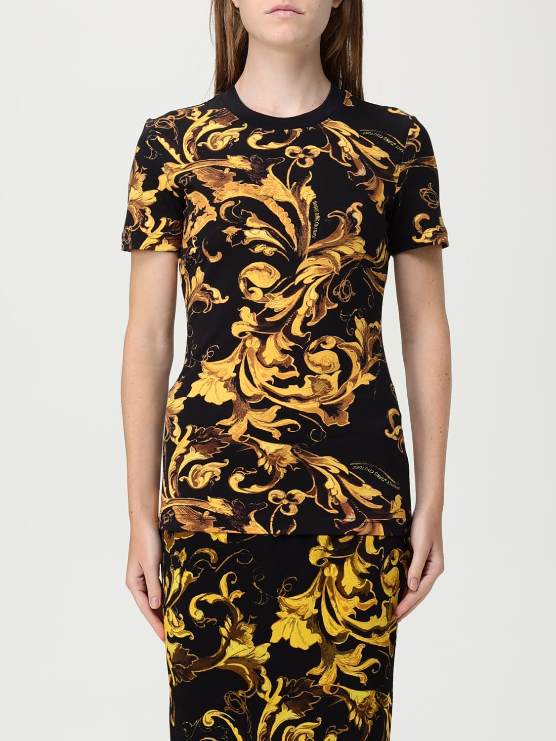 VERSACE JEANS COUTURE T-SHIRTS: T-shirt in cotone barocca Versace Jeans Couture, Nero - Img 1