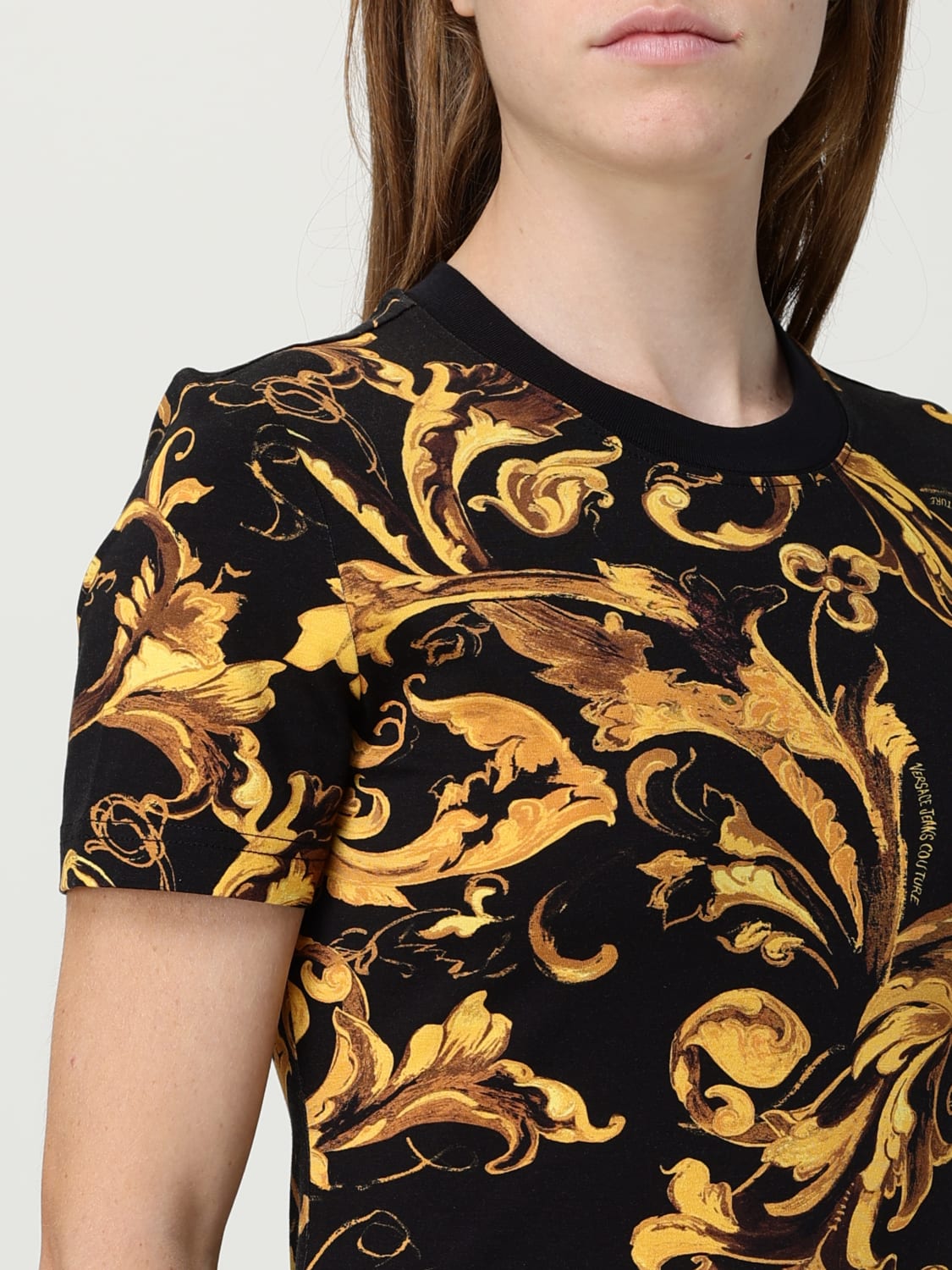VERSACE JEANS COUTURE T-SHIRTS: T-shirt in cotone barocca Versace Jeans Couture, Nero - Img 3