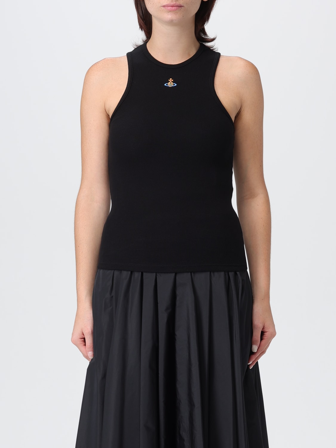 VIVIENNE WESTWOOD T-SHIRTS: Canotta basic Vivienne Westwood in cotone stretch , Nero - Img 1