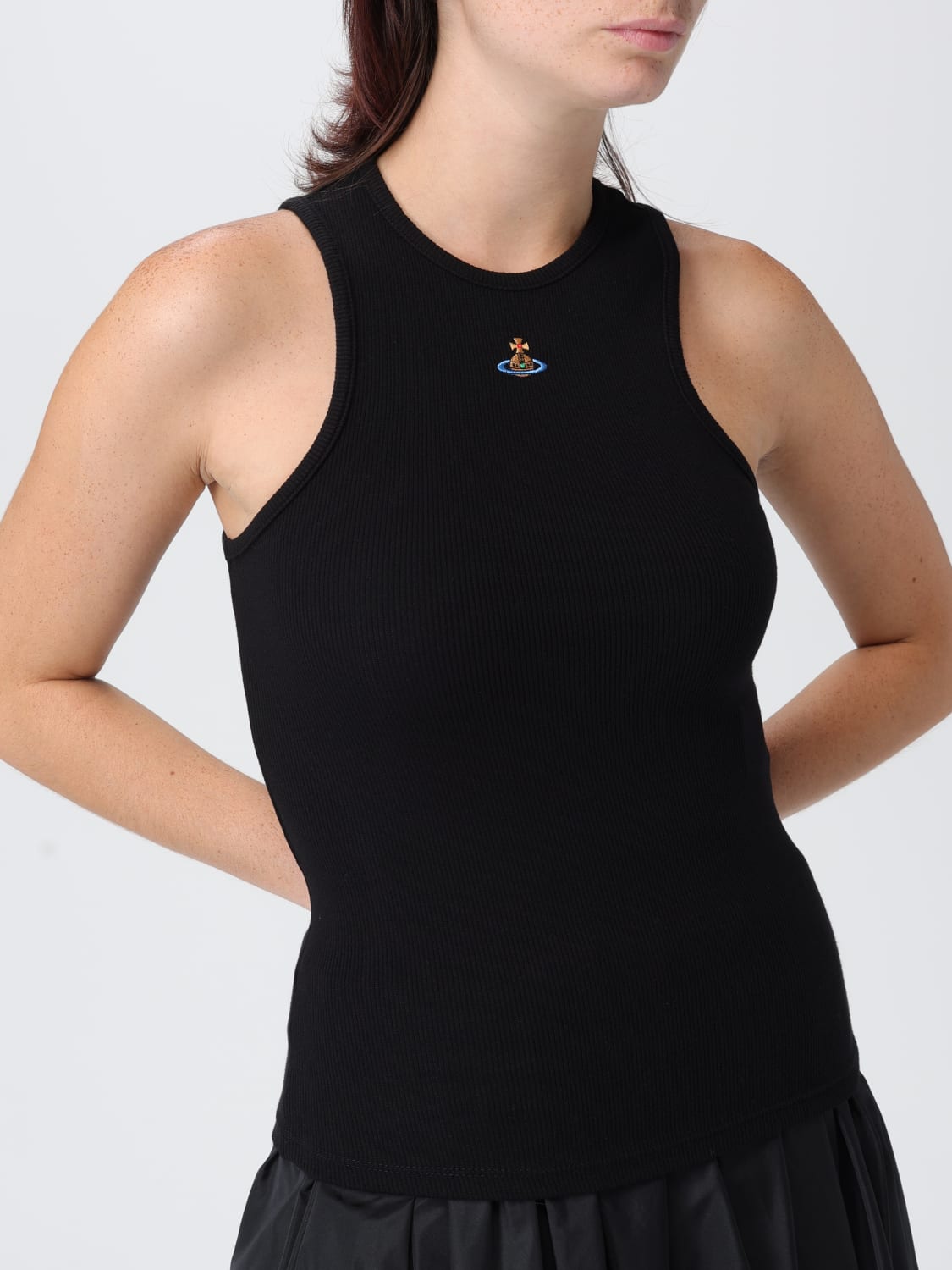 VIVIENNE WESTWOOD T-SHIRTS: Canotta basic Vivienne Westwood in cotone stretch , Nero - Img 5