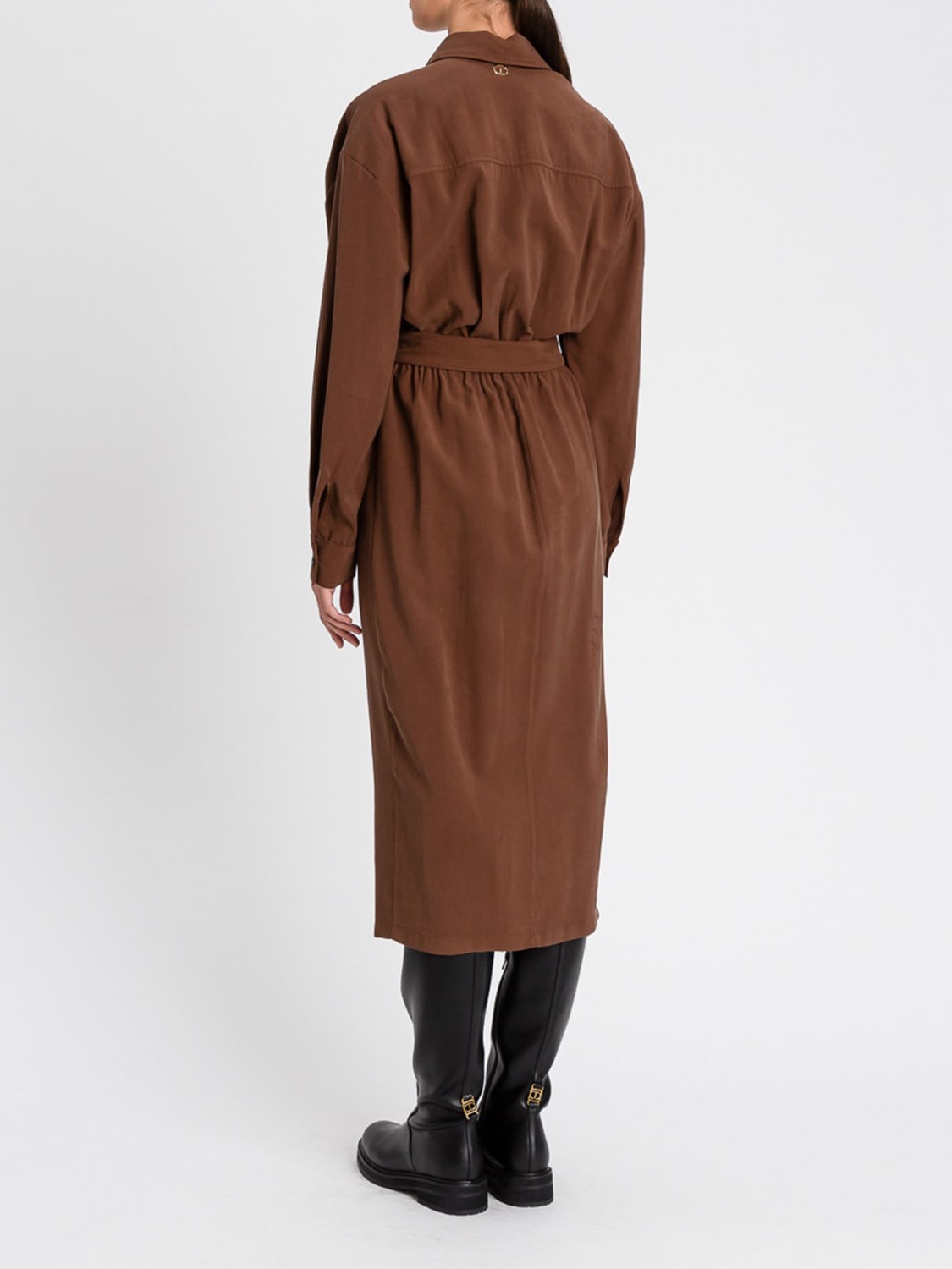 TWINSET 连衣裙: 连衣裙 女士 Twinset, 棕色 - Img 2