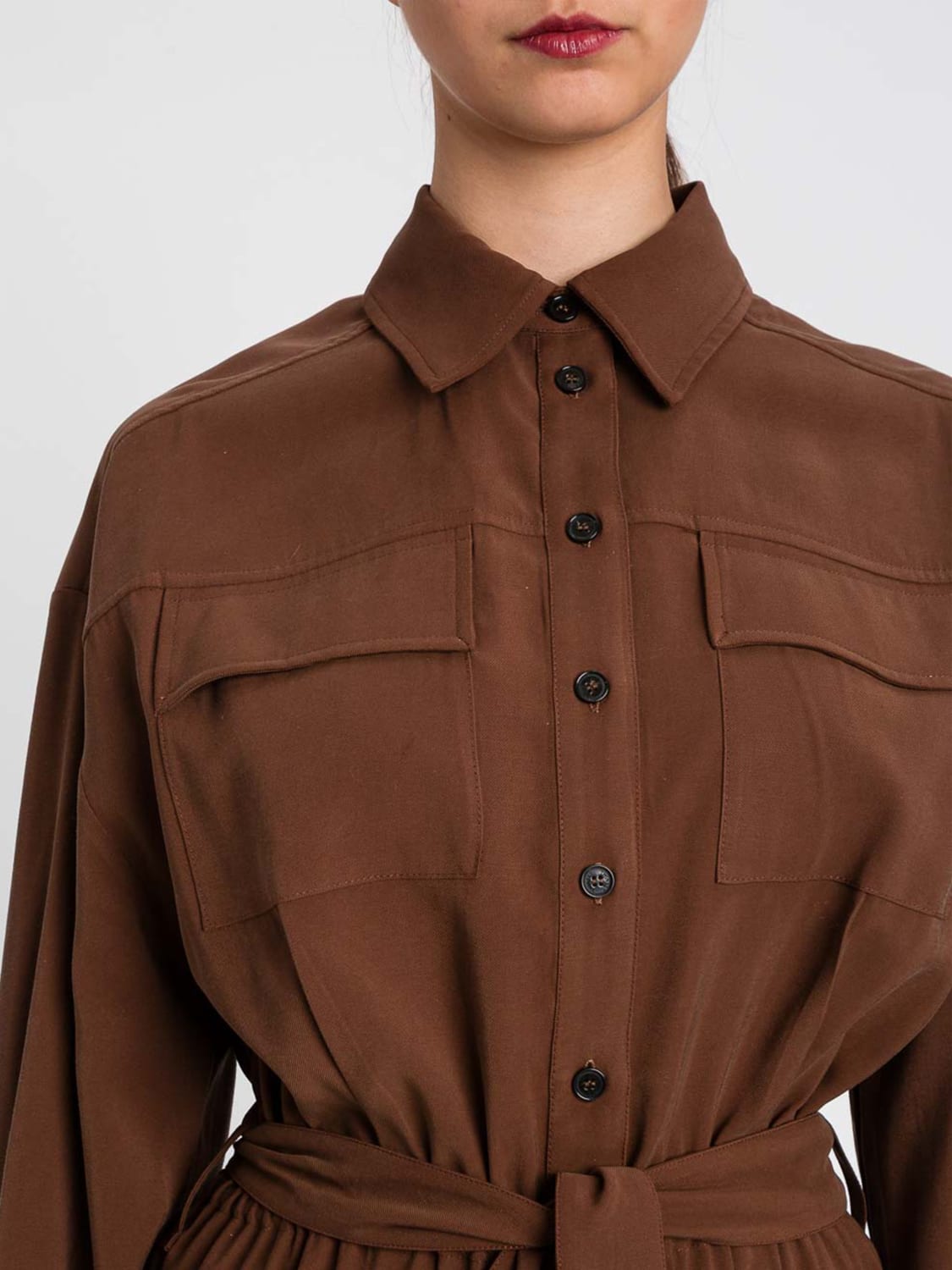 TWINSET 连衣裙: 连衣裙 女士 Twinset, 棕色 - Img 3